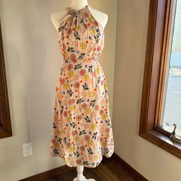 chinese dress ladies Arya Fruit Print Linen Blend Dress main image 1